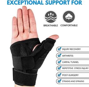 img 3 attached to 🖐️ DropSky Thumb Support Brace - Thumb Splint for Men and Women - Reversible for Right and Left Hand - Arthritis Pain Relief - Carpal Tunnel Support - Immobilizer Wrist Strap - One Size Fits Most - 1-Pack (Black)