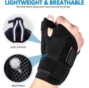 img 1 attached to 🖐️ DropSky Thumb Support Brace - Thumb Splint for Men and Women - Reversible for Right and Left Hand - Arthritis Pain Relief - Carpal Tunnel Support - Immobilizer Wrist Strap - One Size Fits Most - 1-Pack (Black)