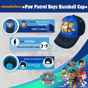 img 3 attached to 🧢 Blue Cotton 3D Baseball Cap for Toddler Boys, Age 2-5 - Nickelodeon Paw Patrol Character