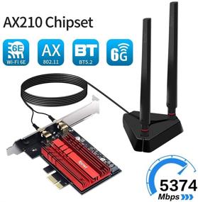 img 2 attached to 🔌 Fenvi AXE3000Pro WiFi 6E AX210 PCI-E WiFi Карта Трипл-банд Вайрлесс Гигабит с Bluetooth 5.2 802.11ax 2.4ГГц 5ГГц 6ГГц MU-MIMO 160МГц PCIe Адаптер для настольного компьютера с антенной SMA высокого усиления (1,2м) - Оптимизирована для Windows 10.