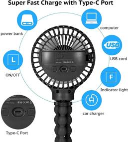 img 1 attached to 🌬️ Scurry Stroller Fan: Portable Desk Fan with LED Light, Aromatherapy, and Rechargeable Battery - Black