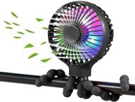 🌬️ scurry stroller fan: portable desk fan with led light, aromatherapy, and rechargeable battery - black logo