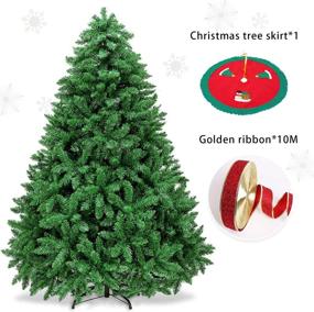 img 3 attached to Premium 6 FT Christmas Tree with Skirt and Ribbon - Indoor/Outdoor Artificial Christmas Tree for Festive Decorations