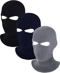 img 4 attached to 🎿 Winter Ski Mask with Full Face Cover and 2-Hole Knitted Balaclava for Adults – Essential Winter Supplies