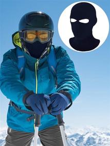 img 3 attached to 🎿 Winter Ski Mask with Full Face Cover and 2-Hole Knitted Balaclava for Adults – Essential Winter Supplies