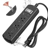 💧 waterproof outdoor surge protector power strip - anti-shock, overload protection - ideal for home office & outdoor use - 3 outlet surge protector with 6ft extension cord - 1500joules, etl&fcc listed logo