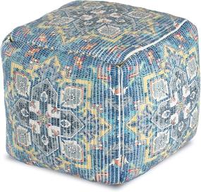 img 2 attached to Anji Mountain Square Pouf, 20x20x20, Blue/Gray