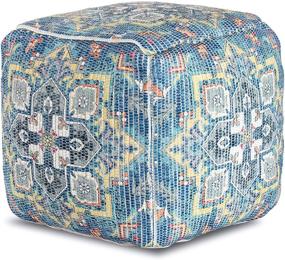 img 4 attached to Anji Mountain Square Pouf, 20x20x20, Blue/Gray