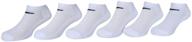 🧦 nike dri-fit training everyday cotton cushioned no-show ankle socks 6-pair: white with black signature swoosh logo - youth xs 5-7 logo