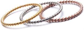 img 3 attached to 💍 INRENG Women's Stainless Steel Rope Thin Wedding Ring Silver Rose Gold Plated - Sizes 4 to 9 - Elegant and Versatile Band for Special Occasions