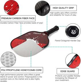 img 1 attached to 🏓 XS XSPAK Carbon Fiber Pickleball Paddles Set of 2 with Bag, Includes 2 Indoor and 2 Outdoor Balls, Lightweight Rackets with Carbon Face and Honeycomb Core