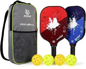 img 4 attached to 🏓 XS XSPAK Carbon Fiber Pickleball Paddles Set of 2 with Bag, Includes 2 Indoor and 2 Outdoor Balls, Lightweight Rackets with Carbon Face and Honeycomb Core