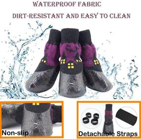 img 2 attached to 🐾 Riccioofy Dog Socks and Shoes Set - Paw Protectors with Straps for Traction Control, Anti-Slip, and Waterproof - Suitable for Small, Medium, Large Dogs and Cats - 4 Pack