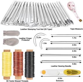 img 2 attached to 🧵 50-Piece Leather Craft Tool Set with Leather Tool Box - Prong Punch, Edge Beveler, Wax, Ropes, Needles - Ideal for Stitching, Cutting, Sewing, and Leather Crafting