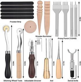 img 3 attached to 🧵 50-Piece Leather Craft Tool Set with Leather Tool Box - Prong Punch, Edge Beveler, Wax, Ropes, Needles - Ideal for Stitching, Cutting, Sewing, and Leather Crafting