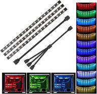 🌈 optimized rgb strip for pcs - set of 3 magnetic led light strips for computer cases with 12v 4pin rgb header, compatible with asus aura, asrock rgb led, gigabyte rgb fusion, msi mystic light логотип