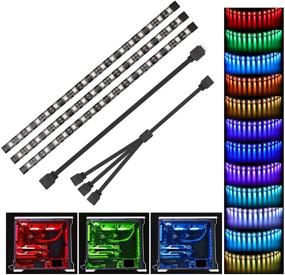 img 4 attached to 🌈 Optimized RGB Strip for PCs - Set of 3 Magnetic LED Light Strips for Computer Cases with 12v 4pin RGB Header, Compatible with Asus Aura, Asrock RGB Led, Gigabyte RGB Fusion, MSI Mystic Light