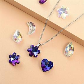 img 2 attached to ✨ 40pcs Assorted Faceted Crystal Pendant Charms for Jewelry Makings - Moon, Grid, Heart, Leaves, Flake Shape - AB/Blue Color Clear Glass Beads Charms for Necklace Bracelet Makings - Women Girls