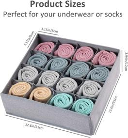 img 3 attached to 📦 GOGOODA Drawer Organizer Divider 2 Pack - 32 Cell Foldable Closet Storage Boxes for Clothes, Socks, Underwear, Ties - Underwear Organizer (16+16 Cell, Grey)