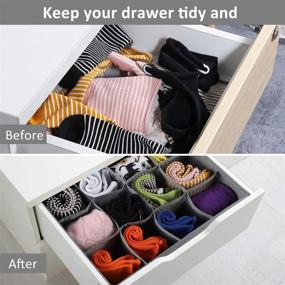 img 1 attached to 📦 GOGOODA Drawer Organizer Divider 2 Pack - 32 Cell Foldable Closet Storage Boxes for Clothes, Socks, Underwear, Ties - Underwear Organizer (16+16 Cell, Grey)