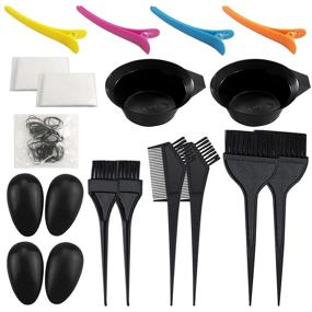 img 4 attached to 🎨 Complete Hair Dye Coloring Kit with 21 Packs: Sonku Dye Brush Comb, Mixing Bowl, Ear Caps, Shower Cap, Apron, Sectioning Clips, and Hairbands - Ideal for DIY Salon-Quality Hair Dyeing