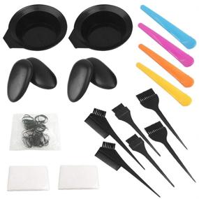 img 3 attached to 🎨 Complete Hair Dye Coloring Kit with 21 Packs: Sonku Dye Brush Comb, Mixing Bowl, Ear Caps, Shower Cap, Apron, Sectioning Clips, and Hairbands - Ideal for DIY Salon-Quality Hair Dyeing