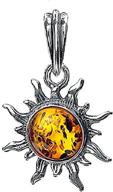 ian and valeri co. amber pendant: stunning sterling silver flaming sun necklace logo