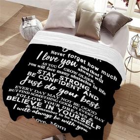 img 3 attached to 🎁 Mom's Special Surprise: To My Son Gift Blanket with Strength & Courage Words - Super Soft Flannel Fleece Quilt for Personalized Birthday & Christmas, Black 60"X50" Twin for Boys