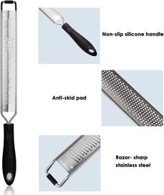 img 3 attached to 🍋 HOMSCAM Lemon Zester with Handle - Premium Stainless Steel Grater for Cheese, Ginger, Chocolate, and More - Dishwasher Safe Kitchen Tool