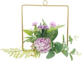 img 3 attached to 🌸 ZJCilected Champagne Floral Hoop Wreath Set - Geometric Wire Frames with Artificial Rose Flowers, Ideal for Wedding Backdrop Wall Decor, Pack of 3