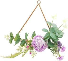 img 2 attached to 🌸 ZJCilected Champagne Floral Hoop Wreath Set - Geometric Wire Frames with Artificial Rose Flowers, Ideal for Wedding Backdrop Wall Decor, Pack of 3