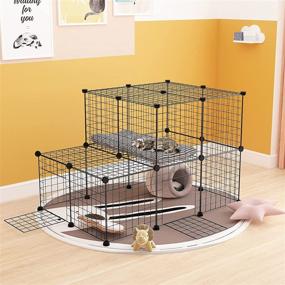 img 4 attached to NATRKE Small Animal Playpen - Metal Wire Yard Fence for Cats, Rabbits, Ferrets, Guinea Pigs - 24 Panels Indoor Pet Playpen