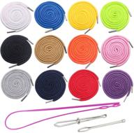 👖 24-pack replacement drawstrings for pants, sweatpants, hoodies, scrubs, jackets, shorts - 53" long (12 color) + 3 drawstring threader tools logo