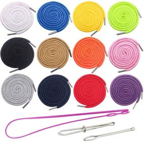 img 4 attached to 👖 24-Pack Replacement Drawstrings for Pants, Sweatpants, Hoodies, Scrubs, Jackets, Shorts - 53" Long (12 Color) + 3 Drawstring Threader Tools