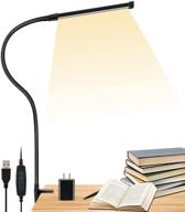 libora led desk lamp with clamp: eye-caring reading light for home office, 3 modes 10 brightness, usb adapter, flexible gooseneck & memory function логотип