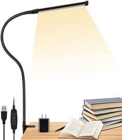 img 4 attached to LIBORA LED Desk Lamp with Clamp: Eye-Caring Reading Light for Home Office, 3 Modes 10 Brightness, USB Adapter, Flexible Gooseneck & Memory Function