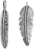 ✨ chic and versatile: 40 pc silver tone large feather charm pendants - perfect for diy jewelry making (20 of each) logo