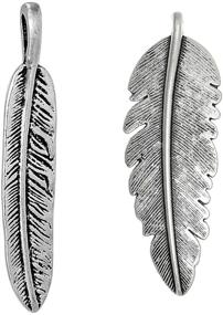 img 4 attached to ✨ Chic and Versatile: 40 PC Silver Tone Large Feather Charm Pendants - Perfect for DIY Jewelry Making (20 of Each)