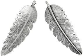 img 2 attached to ✨ Chic and Versatile: 40 PC Silver Tone Large Feather Charm Pendants - Perfect for DIY Jewelry Making (20 of Each)