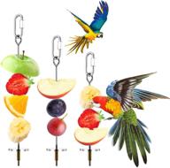 🦜 stainless steel bird skewer holder set for parrots - foraging hanging food feeder for cockatoos, cockatiels, and small animals - 3pcs (20, 16, 12 cm) logo