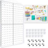 🔳 white metal pegboard wall organizer panels - pack of 4, diy wall mount peg board display, versatile craft room, kitchen, and office storage, two easy installation methods, wall-friendly design logo