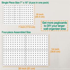 img 2 attached to 🔳 White Metal Pegboard Wall Organizer Panels - Pack of 4, DIY Wall Mount Peg Board Display, Versatile Craft Room, Kitchen, and Office Storage, Two Easy Installation Methods, Wall-Friendly Design