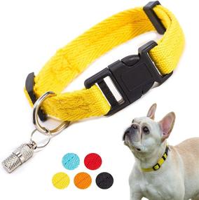 img 4 attached to 🐾 Upgraded Dog Collar with ID Tags - Soft Breathable Nylon, Adjustable Pet Collar for Small Medium Large Dogs - Vibrant 5 Color Selection - FaitPourU