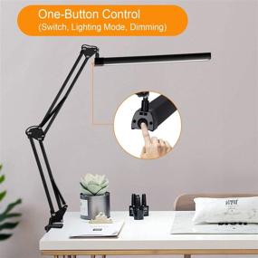 img 2 attached to 🌟 YOUKOYI A16S Metal LED Swing Arm Desk Lamp - Dimmable Architect Drafting Lamp Clamp for Study/Reading/Office/Work with Stepless Dimming, 3 Color Modes, and Touch Control