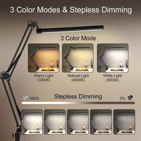 img 3 attached to 🌟 YOUKOYI A16S Metal LED Swing Arm Desk Lamp - Dimmable Architect Drafting Lamp Clamp for Study/Reading/Office/Work with Stepless Dimming, 3 Color Modes, and Touch Control