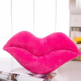 img 3 attached to 🎁 LEVINIS Hot Pink Lip Shape Throw Pillows: Perfect Girls Toy & Valentine's Day Gift – Soft Velvet Decorative Reversible Pillow Cushion for Bed, Couch, Office – 23.6 x 13.6 Inch