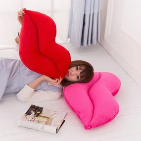 img 1 attached to 🎁 LEVINIS Hot Pink Lip Shape Throw Pillows: Perfect Girls Toy & Valentine's Day Gift – Soft Velvet Decorative Reversible Pillow Cushion for Bed, Couch, Office – 23.6 x 13.6 Inch