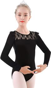 img 4 attached to Soudittur Tank Leotards: Stylish Ballet Dance Gymnastics Costume with Delicate Lace Neckline