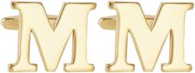 img 4 attached to Salutto Mens Gold Letter Cufflinks Men's Accessories for Cuff Links, Shirt Studs & Tie Clips