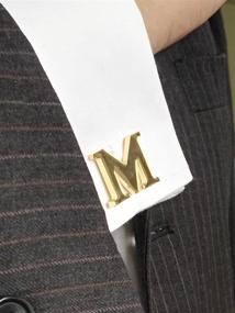 img 2 attached to Salutto Mens Gold Letter Cufflinks Men's Accessories for Cuff Links, Shirt Studs & Tie Clips